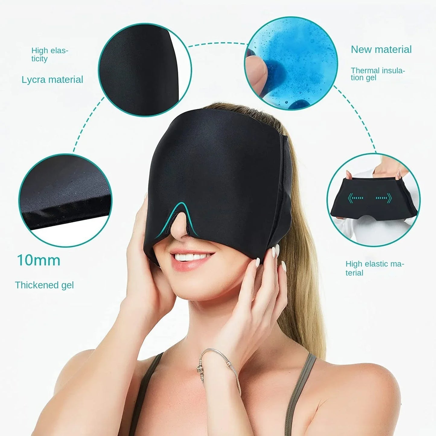 Migraine Relief Hat - Hot Cold Therapy Ice Cap for Pain Relief