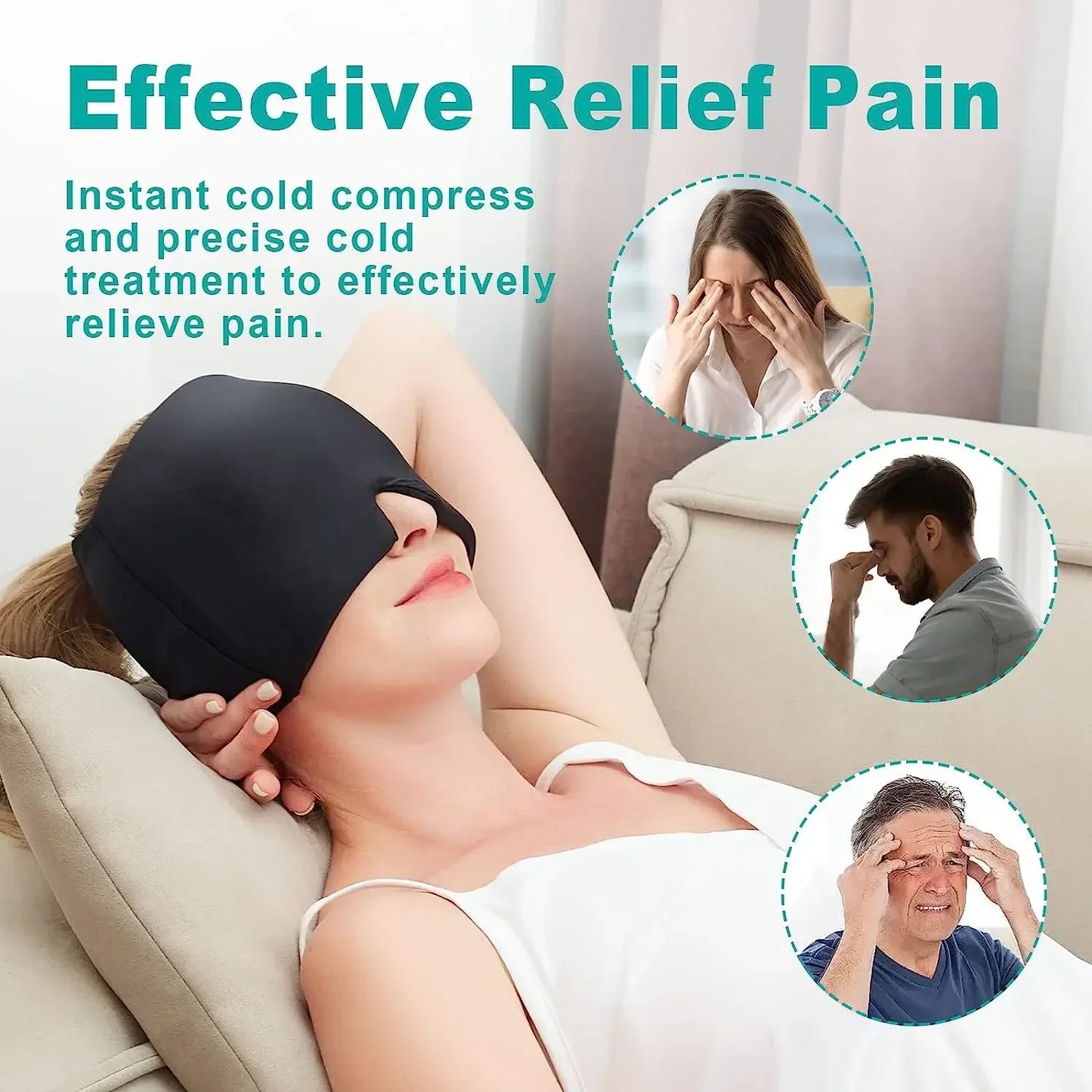 Migraine Relief Hat - Hot Cold Therapy Ice Cap for Pain Relief